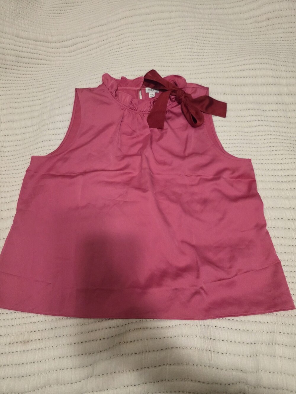 J. Crew Sleeveless Pink Bow Neck Shell Top Xxl Nwot